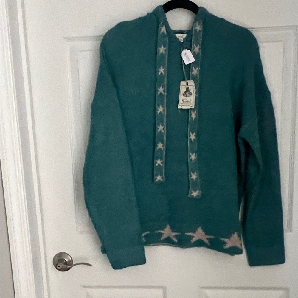Easel Teal Star Hoodie Sweater